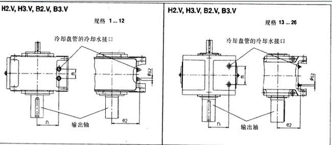 齒輪箱冷卻盤(pán)管立式安裝(類(lèi)型H..V,B..V)