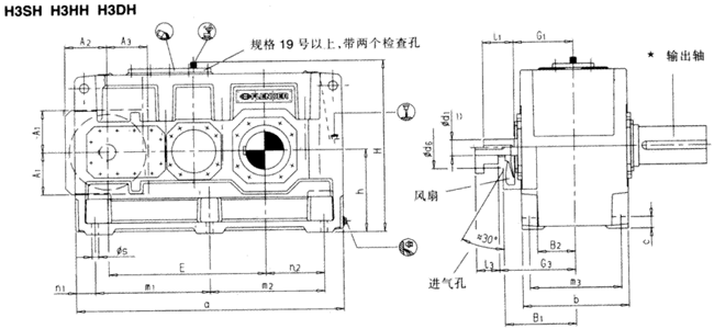 平行軸齒輪箱三級(jí)傳動(dòng)臥式安裝(H3.H,H3.M)