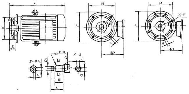 YZ2系列起重及冶金用三相異步電動(dòng)機(jī)外形尺寸
